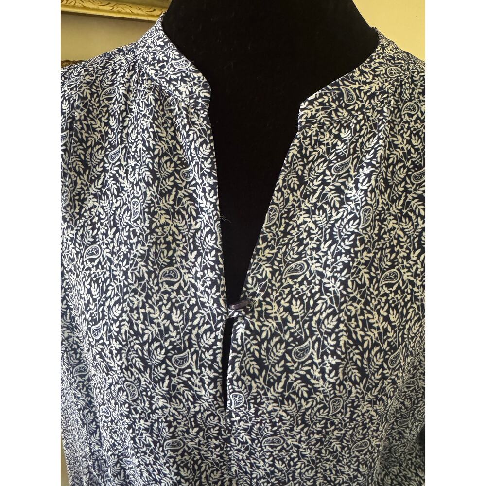 Threads & States Blue Paisley Floral Midi Dress Tassel Tie Waist Size L - Picture 3 of 10